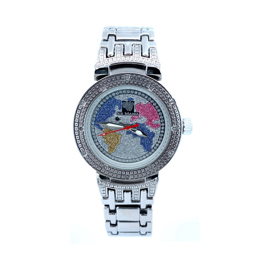GLOBE DIAMOND WATCH SILVER