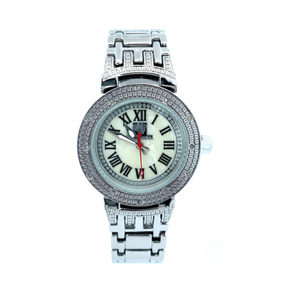 MOTHER OF PEARL DIAMOND WATCH SILVER